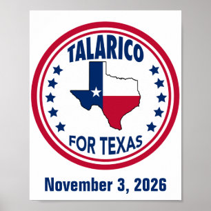 Póster Talarico para la elección de Texas Rojo Blanco Azu