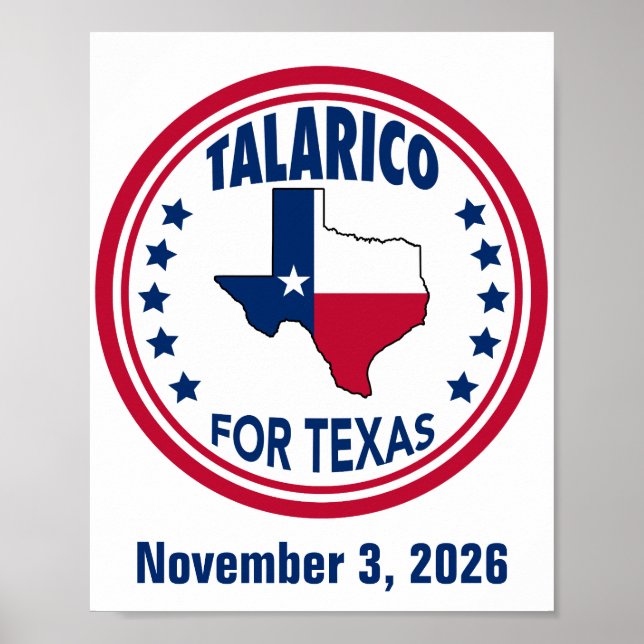 Póster Talarico para la elección de Texas Rojo Blanco Azu (Frente)