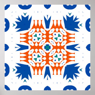 Póster Talavera mexicana ornamental tradicional. Dibujo d