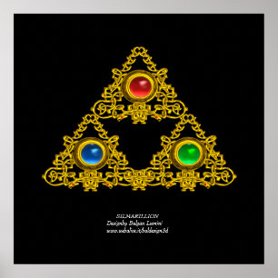 PÓSTER TALISMAN ELFIC / TRIÁNGULO DE ORO CON GEMSTONES