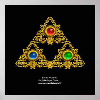 PÓSTER TALISMAN ELFIC / TRIÁNGULO DE ORO CON GEMSTONES