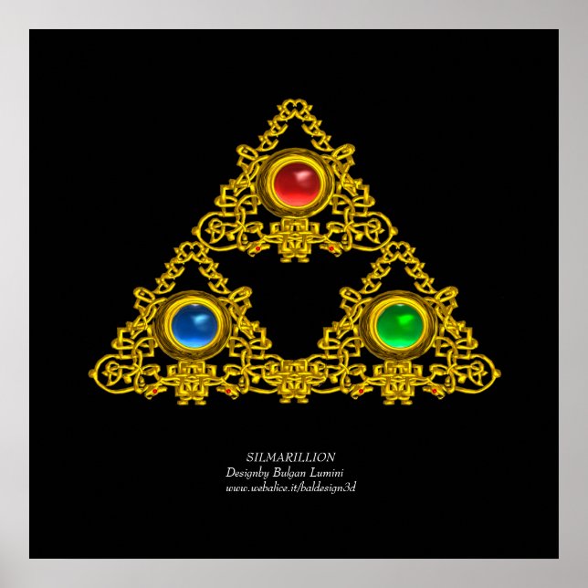 PÓSTER TALISMAN ELFIC / TRIÁNGULO DE ORO CON GEMSTONES (Frente)