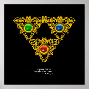 PÓSTER TALISMAN MAGIC ELFIC/TRIÁNGULO ORO CON GEMSTONES