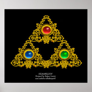 PÓSTER TALISMAN MAGIC ELFIC/TRIÁNGULO ORO CON GEMSTONES