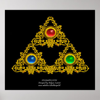 PÓSTER TALISMAN MAGIC ELFIC/TRIÁNGULO ORO CON GEMSTONES