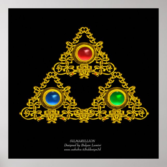 PÓSTER TALISMAN MAGIC ELFIC/TRIÁNGULO ORO CON GEMSTONES (Frente)