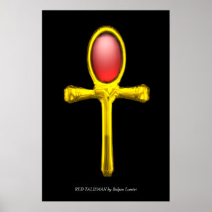 Póster TALISMÁN ROJO Ankh dorado Vida Eterna Egipcia
