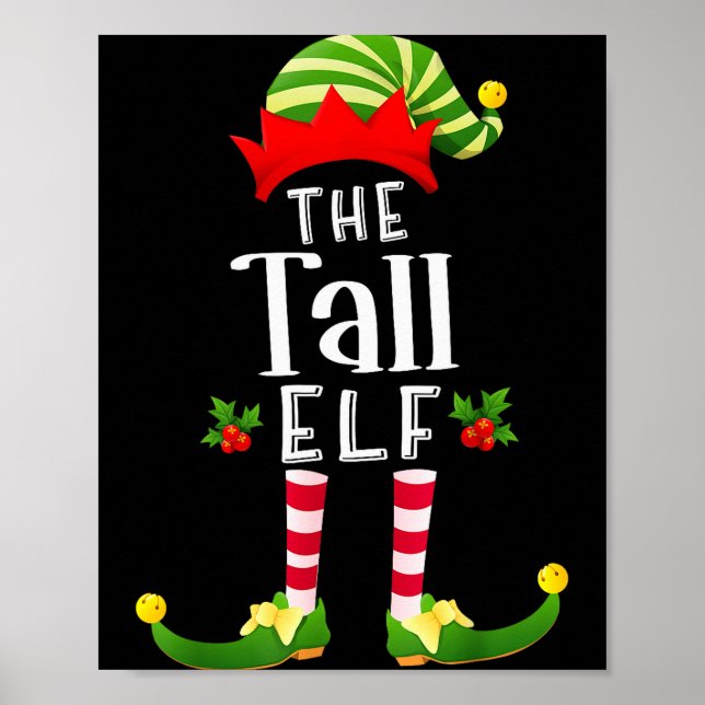Póster Tall Christmas Elf Matching Pajama X-mas Party  (Frente)