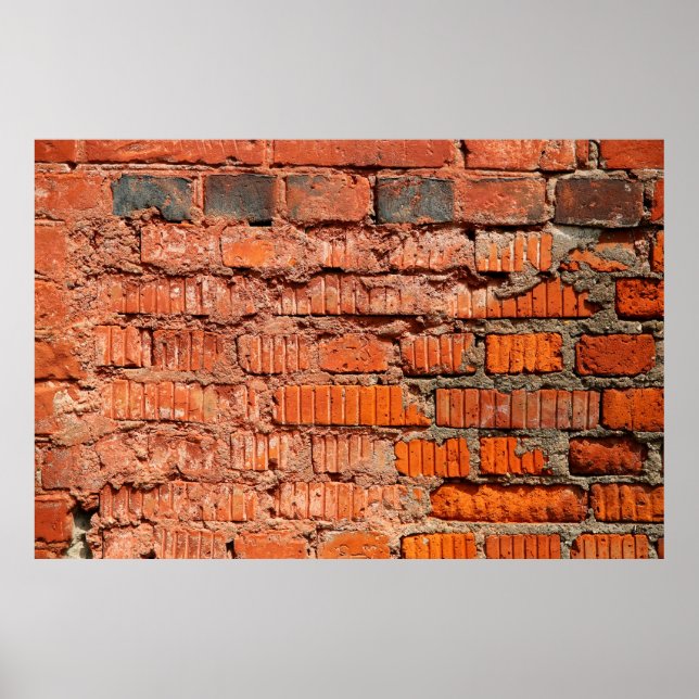 Póster Talla de ladrillo rojo abandonada, envejecida, ant (Frente)