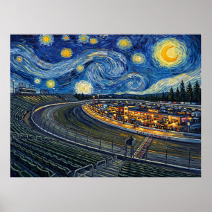 Póster Talladega Superspeedway Bajo un Cielo de Van Gogh