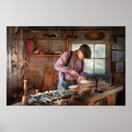 Póster Tallador en madera - Talla - Tallando un pato