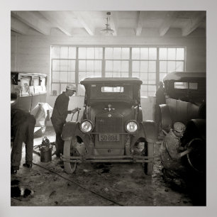 Póster Taller de carrocería, 1926. Foto antigua