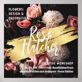 Póster Taller de Flores Oro Negro