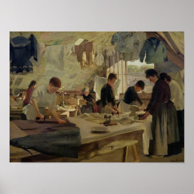 Póster Taller de planchado en Trouville, 1888 (Frente)