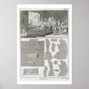 Póster Taller de sastre y patrones, del Encycl