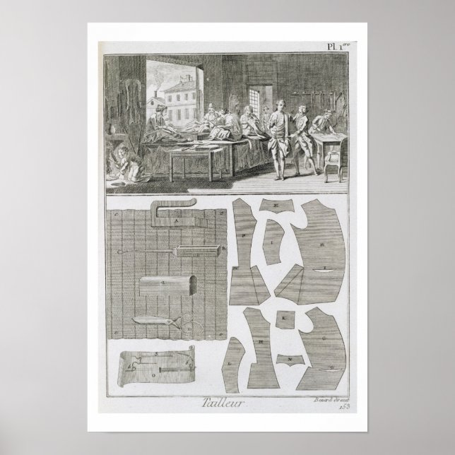 Póster Taller de sastre y patrones, del Encycl (Frente)