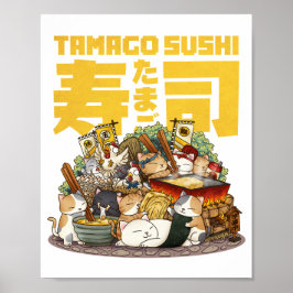 Póster Taller de Sushi de Tamago para gatos caprichosos
