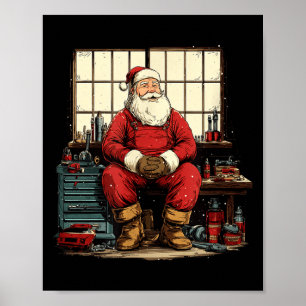 Póster Taller genial Santa Claus con llaves Herramienta D