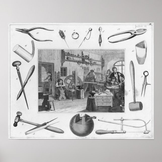 Póster Taller y principales herramientas de la joyería, 1 (Frente)