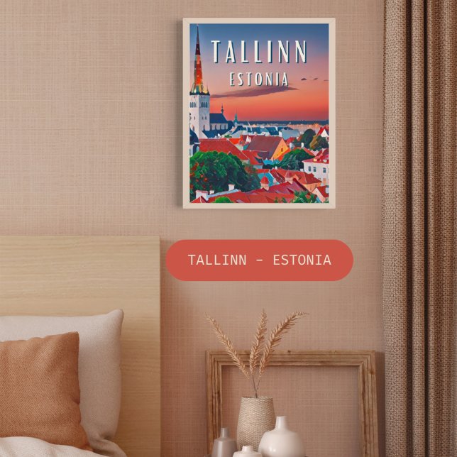 Póster Tallin, ville médiévale de l'Estonie (Tallinn, ville médiévale de l'addition)