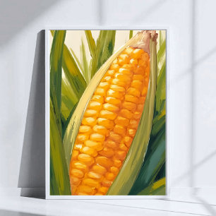 Póster Tallo de Maíz   Pintura Sureña del Campo Agrícola