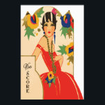 Póster Tally del puente Art Deco Vintage<br><div class="desc">Sorprendente arte de estilo Art Déco de una bella dama vestida de rojo, publicado originalmente en los años 20 en una tarjeta de recuento de puentes, por la compañía Charles S. Clark Co. Hermoso en cualquier pared, y un regalo perfecto y recuerdos para el amante del arte pasado! Las tarjetas...</div>