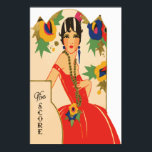 Póster Tally del puente Art Deco Vintage<br><div class="desc">Sorprendente arte de estilo Art Déco de una bella dama vestida de rojo, publicado originalmente en los años 20 en una tarjeta de recuento de puentes, por la compañía Charles S. Clark Co. Hermoso en cualquier pared, y un regalo perfecto y recuerdos para el amante del arte pasado! Las tarjetas...</div>