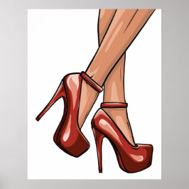 Póster Talones y piernas de Stiletto Rojo
