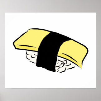 Póster Tamago Sushi Eggroll Sushi Maki Comida japonesa Am