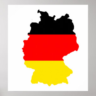 Póster Tamaño completo del mapa de bandera de Alemania
