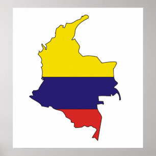 Póster Tamaño completo del mapa de bandera de Colombia