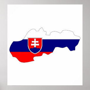 Póster Tamaño completo del mapa de bandera de Eslovaquia
