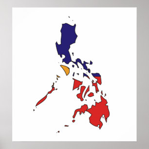 Póster Tamaño completo del mapa de bandera de Filipinas