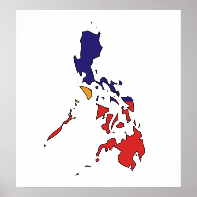Póster Tamaño completo del mapa de bandera de Filipinas (Frente)