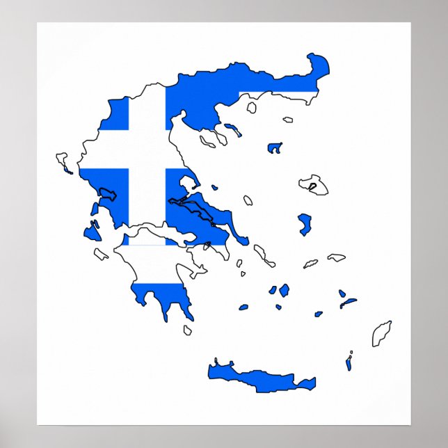 Póster Tamaño completo del mapa de bandera de Grecia (Frente)