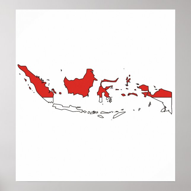 Póster Tamaño completo del mapa de bandera de Indonesia (Frente)