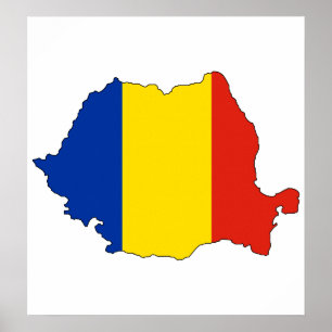 Póster Tamaño completo del mapa de bandera de Rumania