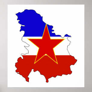 Póster Tamaño completo del mapa de bandera de Yugoslavia