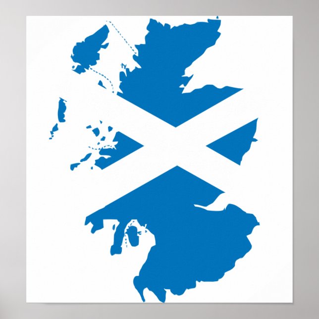 Póster Tamaño completo del mapa de la bandera de Escocia (Frente)
