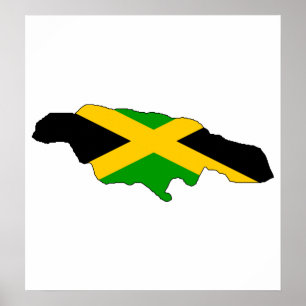 Póster Tamaño completo del mapa de la bandera de Jamaica