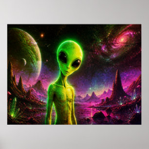 Póster También estoy curioso acerca de ti Verde Piel Alie