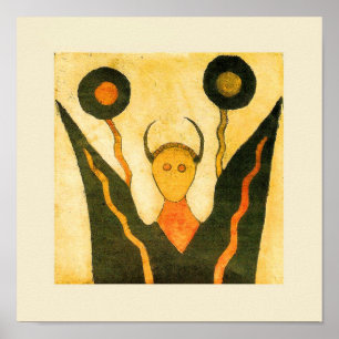 Póster Tambor de mano cuadrada nativo americano ceremonia