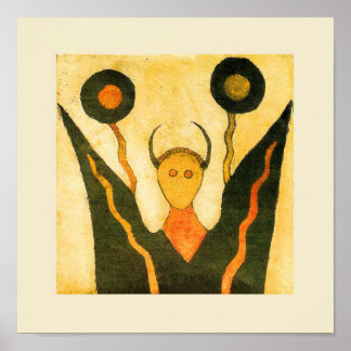 Póster Tambor de mano cuadrada nativo americano ceremonia