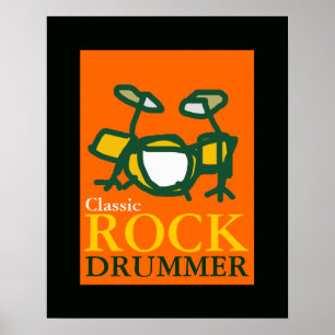 Póster tambor de rock clásico