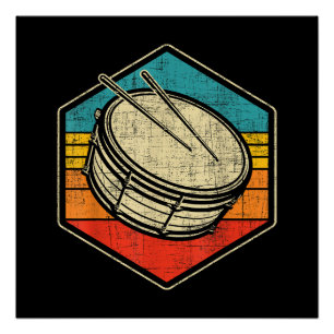 Póster Tambor retro vintage de tambor - tambor de banda d