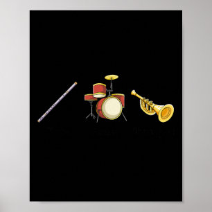 Póster Tambores de flauta instrumentos de banda de trompe