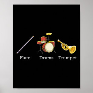 Póster Tambores de flauta instrumentos de banda de trompe