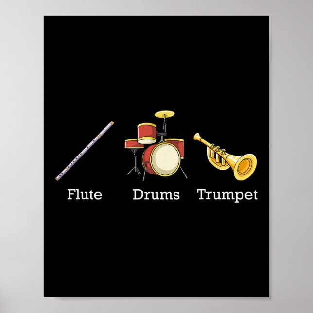 Póster Tambores de flauta instrumentos de banda de trompe (Frente)
