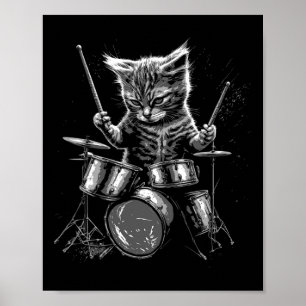 Póster Tambores de gatos de tambor de banda de rock Kitte