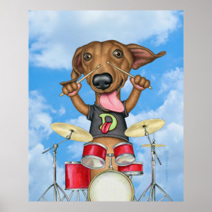 Póster Tambores de juego de Dachshund